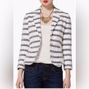 Lucky Brand Blue White Striped Cropped Blazer Size Medium